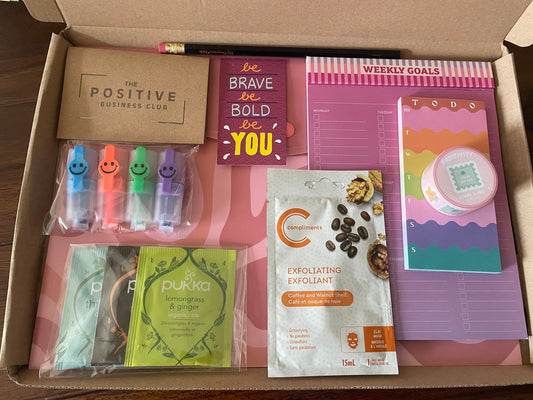 The Positive Business Club Mystery Mini Stationery and Self-Care Box